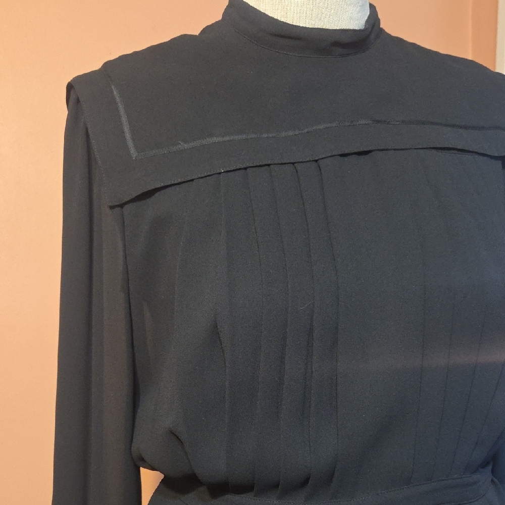 Vintage Pierre Cardin Black Long Sleeve Dress Womens Size 8 - Picture 2 of 8
